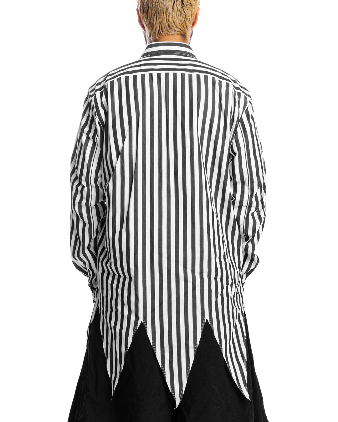 Asymmetric Hem Striped Shirt White / Black