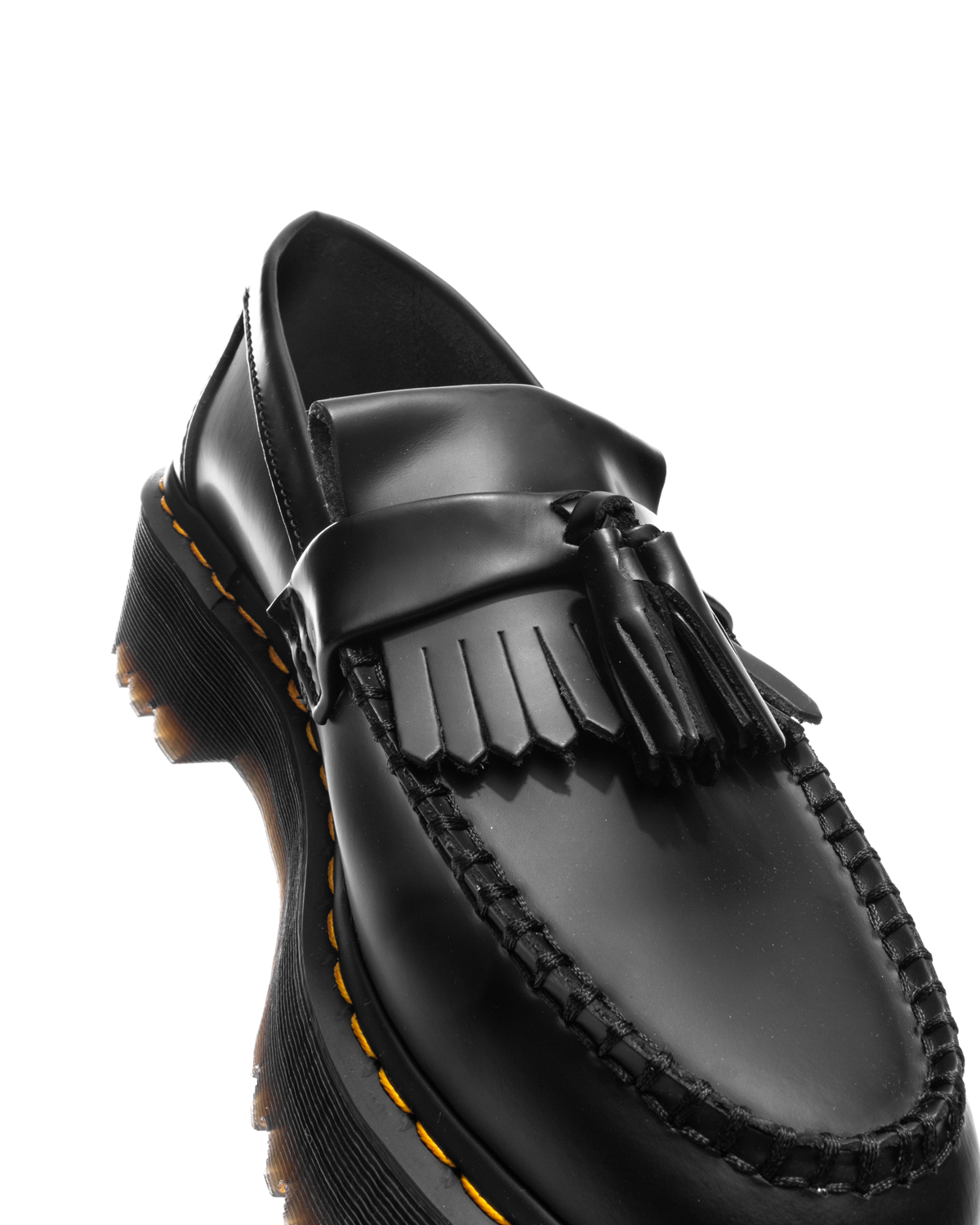 Adrian Quad Smooth Black Platform Tassel Loafer