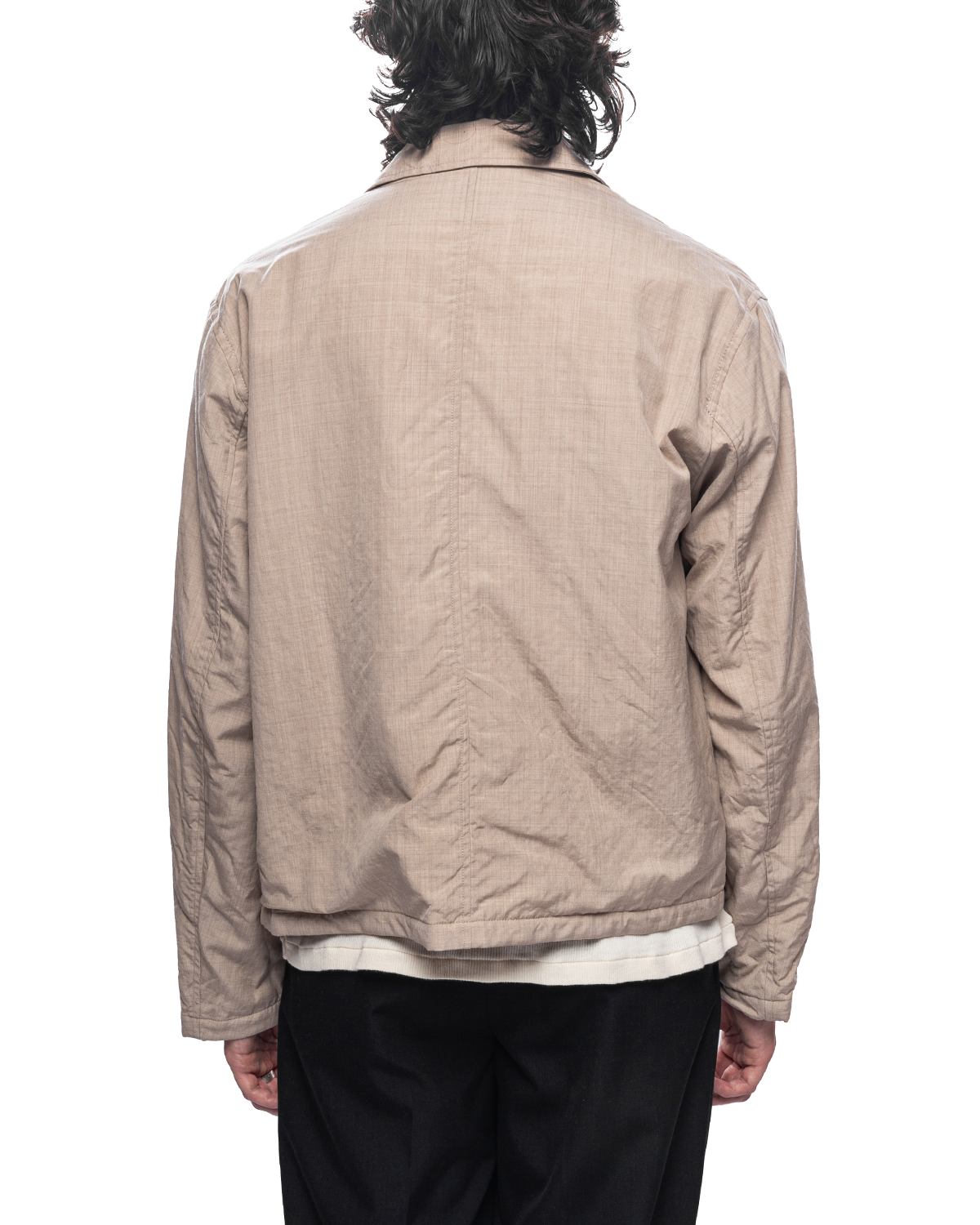 High Count Wool Poplin Blouson Top Beige