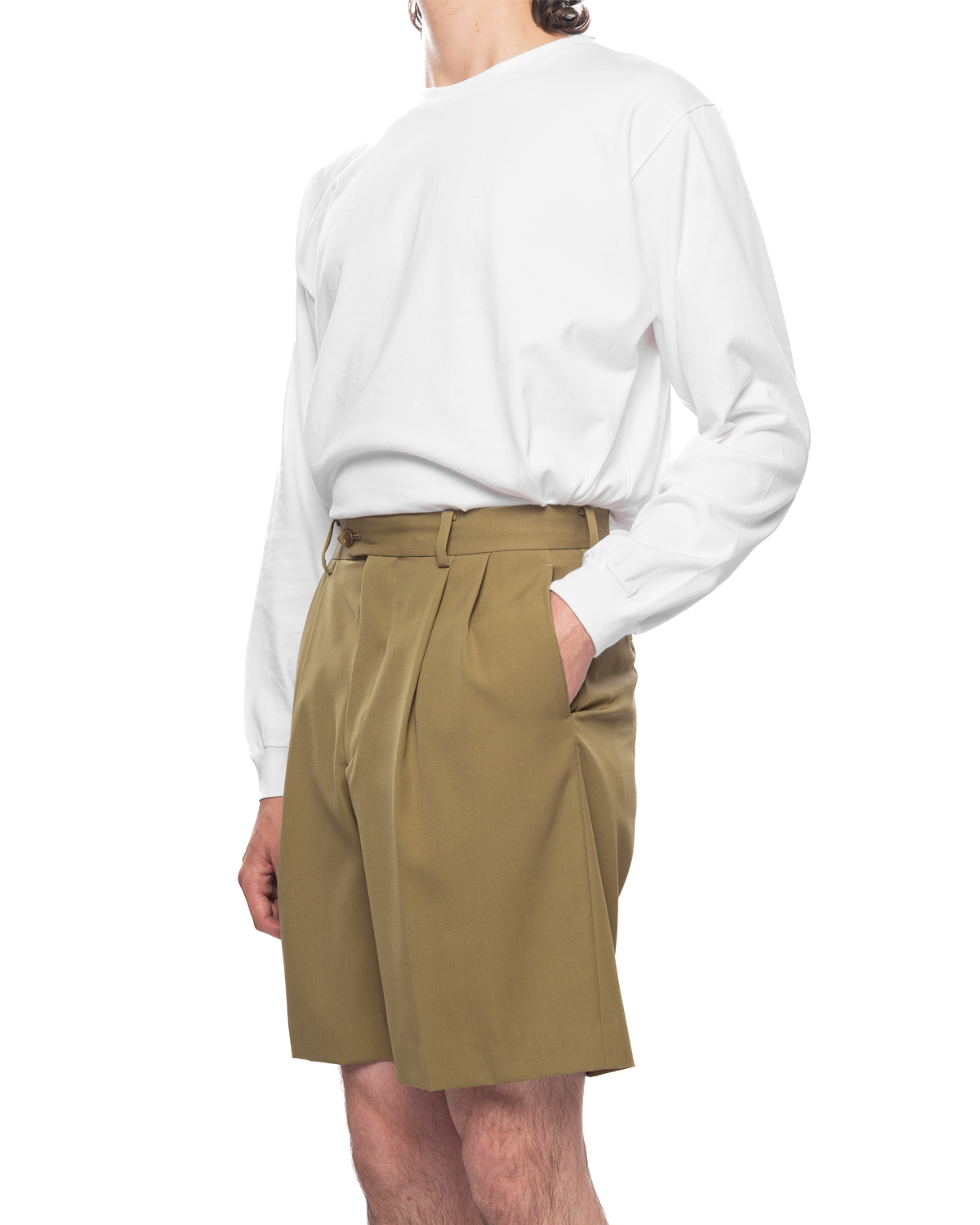 Light Wool Max Gabardine Shorts Khaki