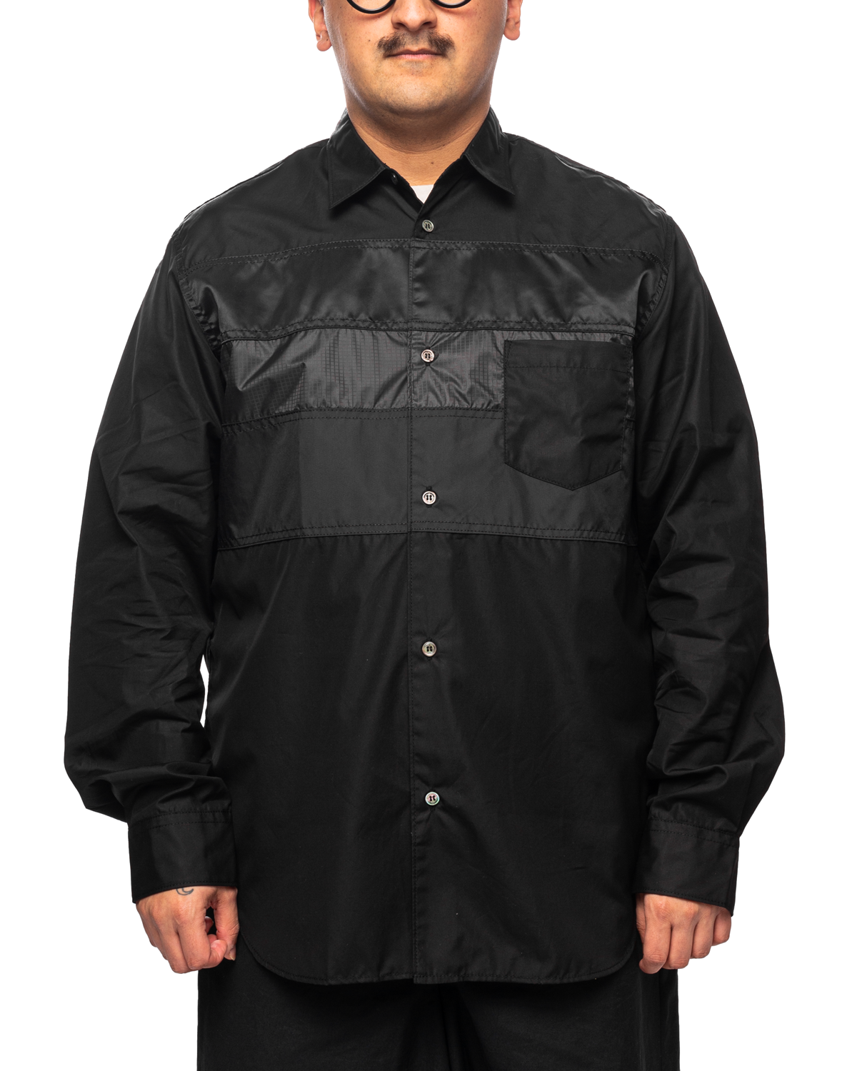 Men's Shirt Black Multi Fabric Mix HL-B001-051