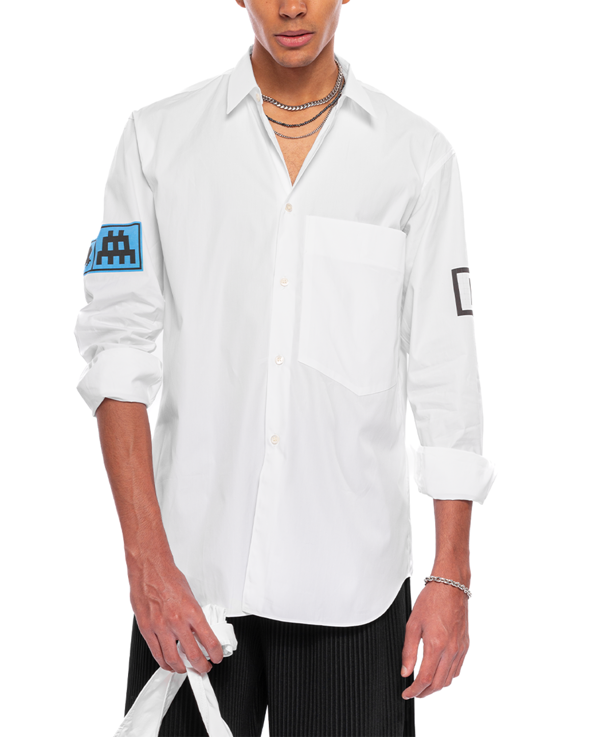 Space Invader Cotton Shirt White