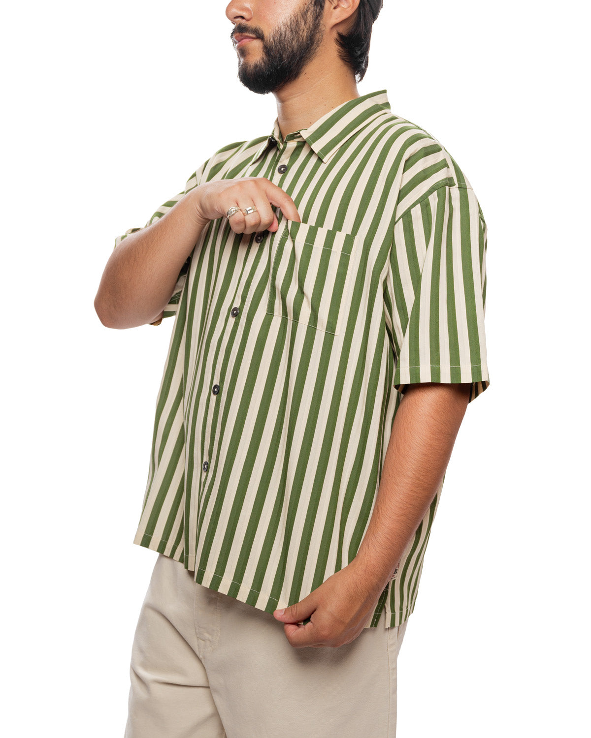 Flat Bottom Stripe Shirt 'Green'