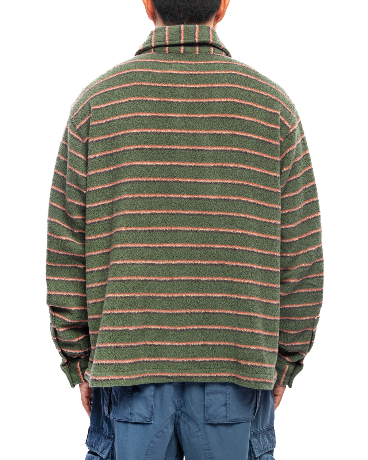 Striped Micro Sherpa Overshirt Green/Multi