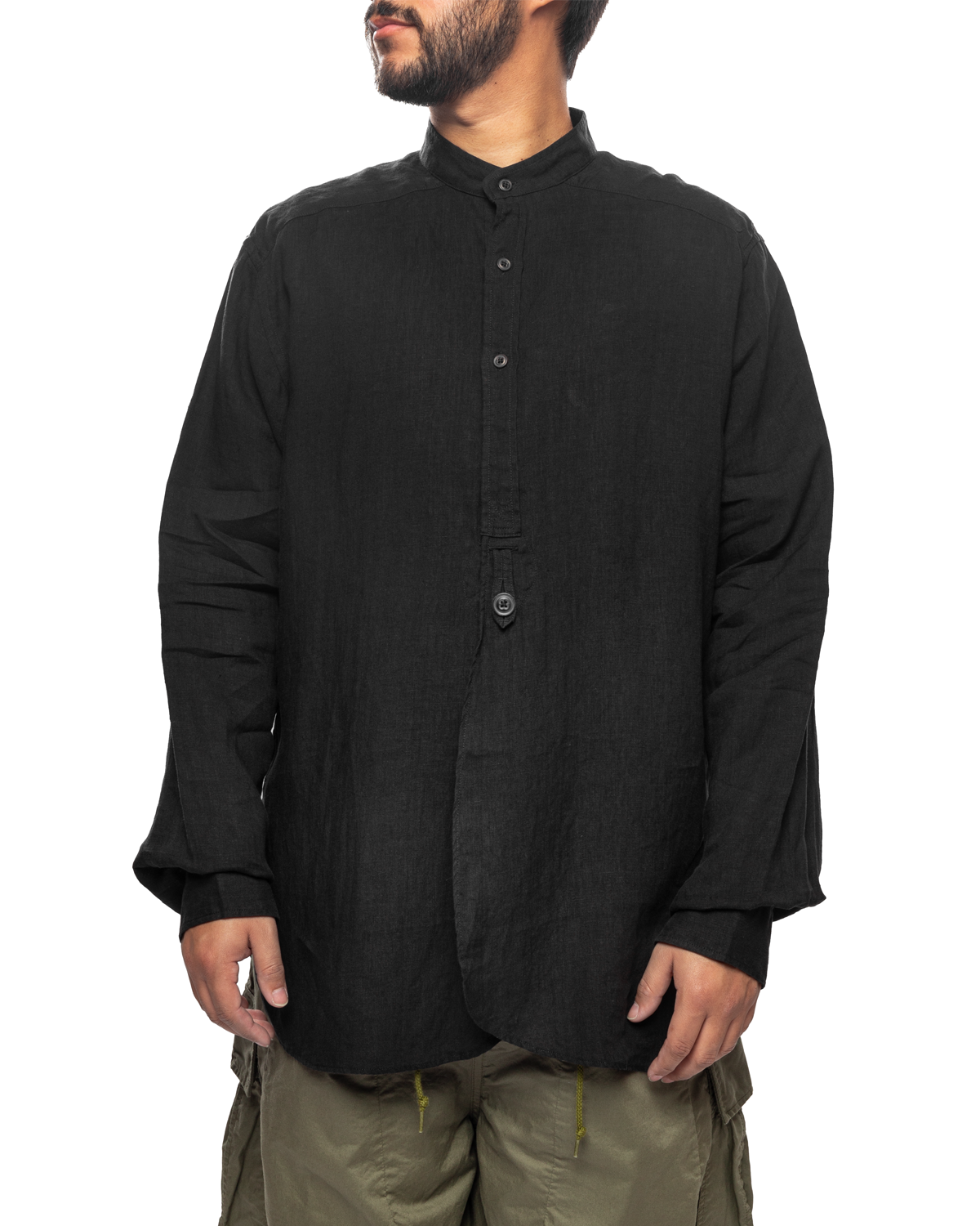 Regular Collar EDW Shirt Linen Black