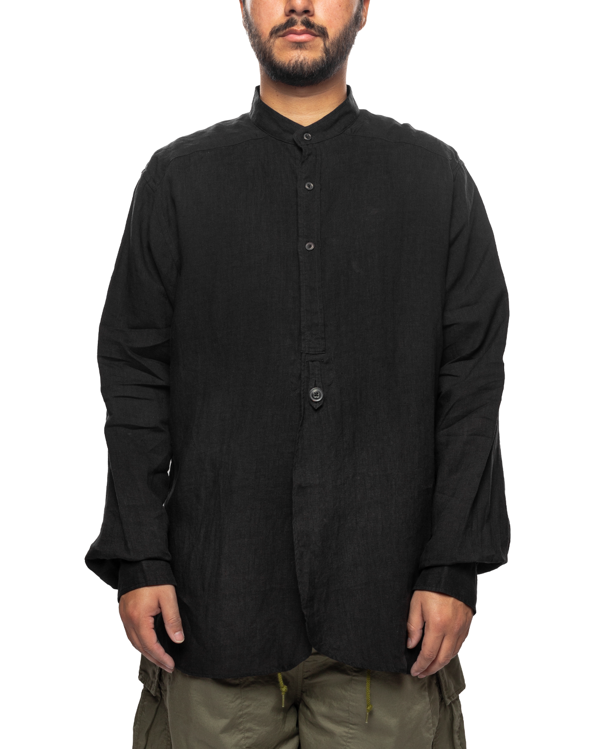 Regular Collar EDW Shirt Linen Black