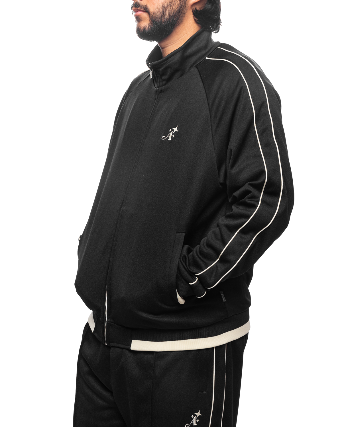 Star "A" Embroidered Track Jacket Black