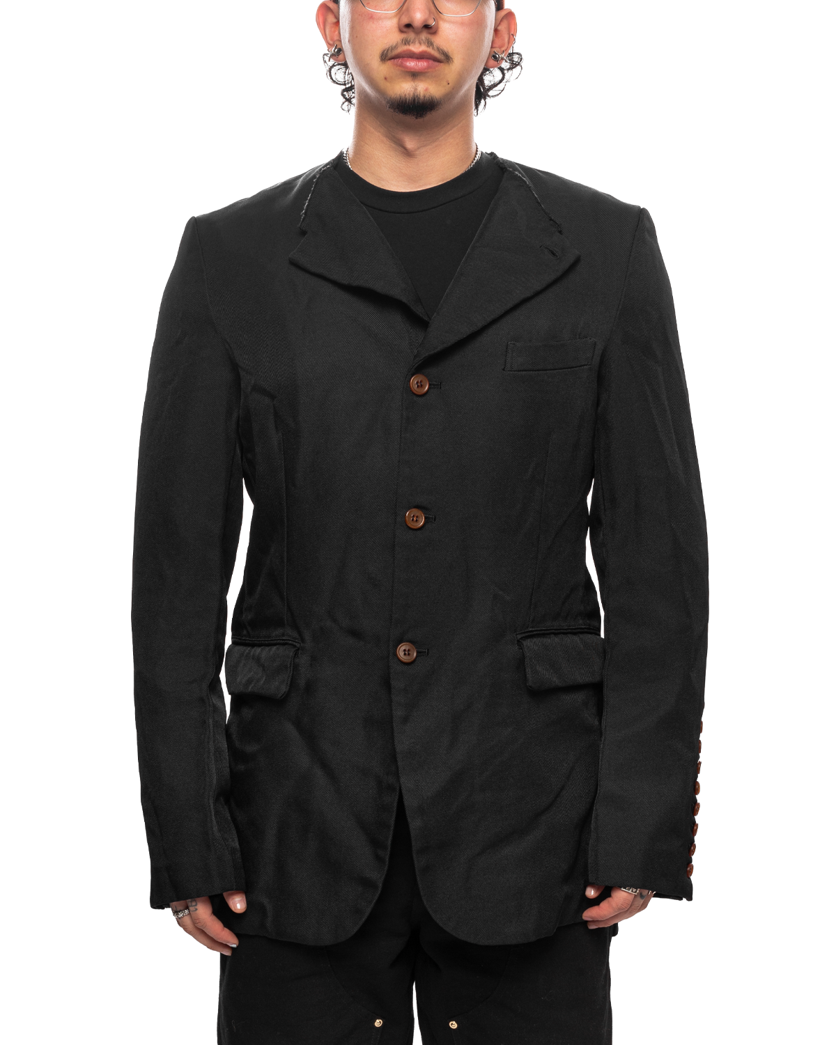Deconstructed Collar Jacket Black 1L-J013-052-1