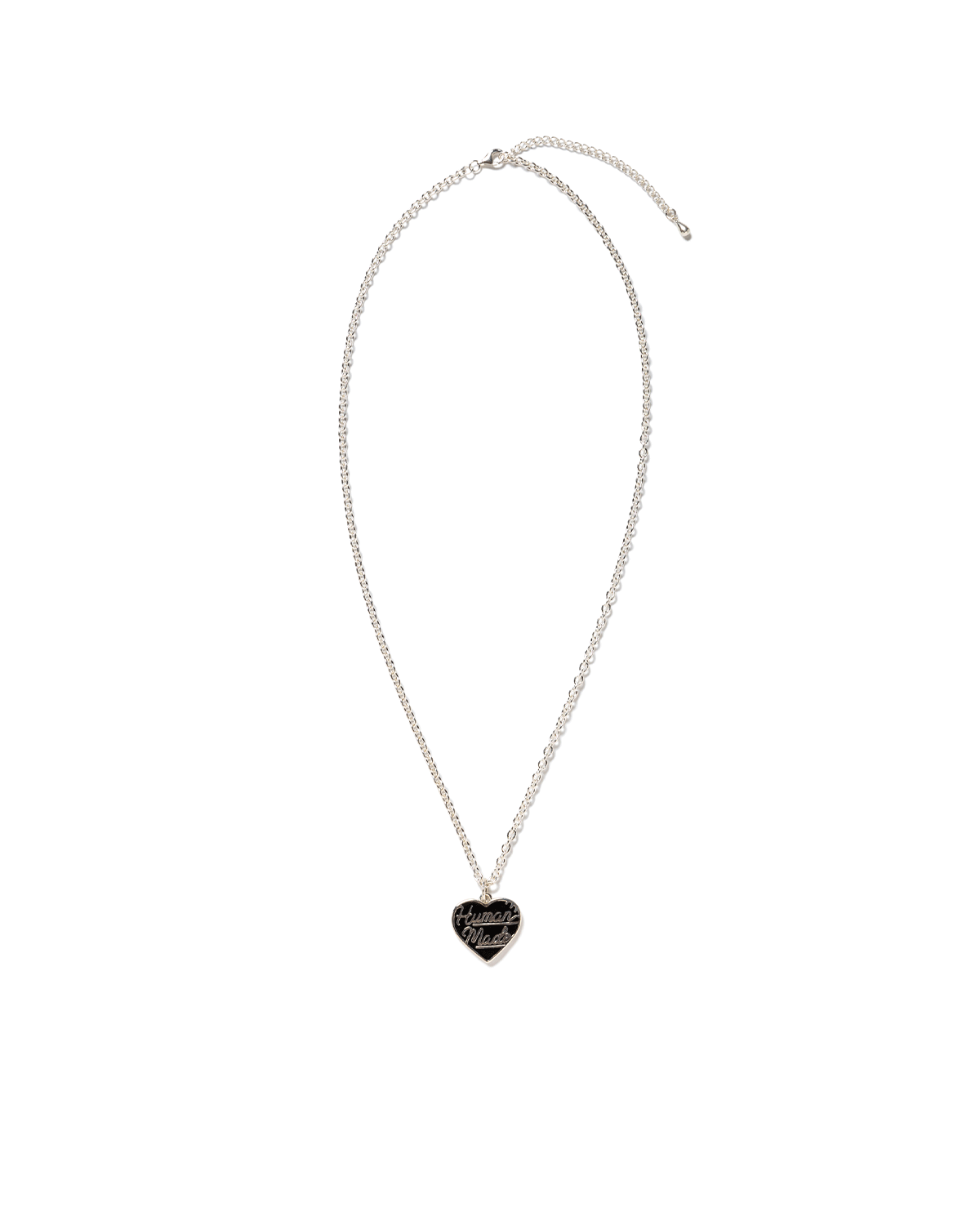 Heart Silver Necklace Black