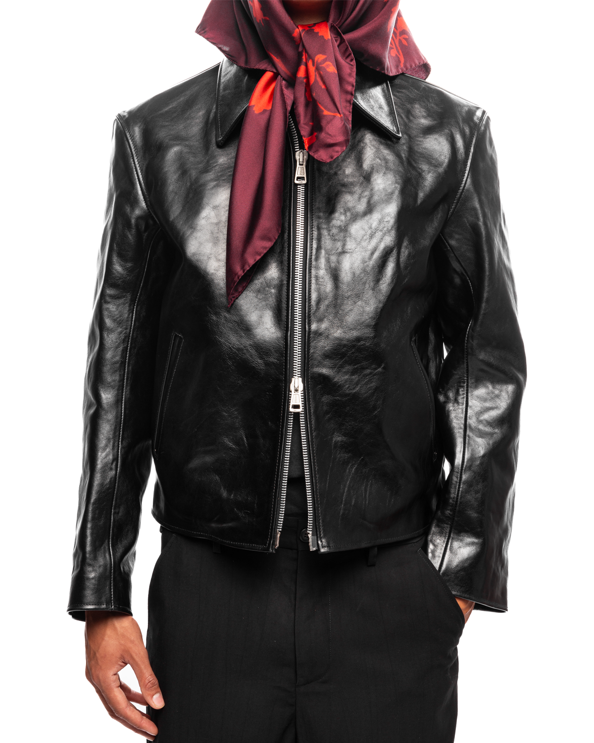 Mini Jacket Top Dyed Black Leather
