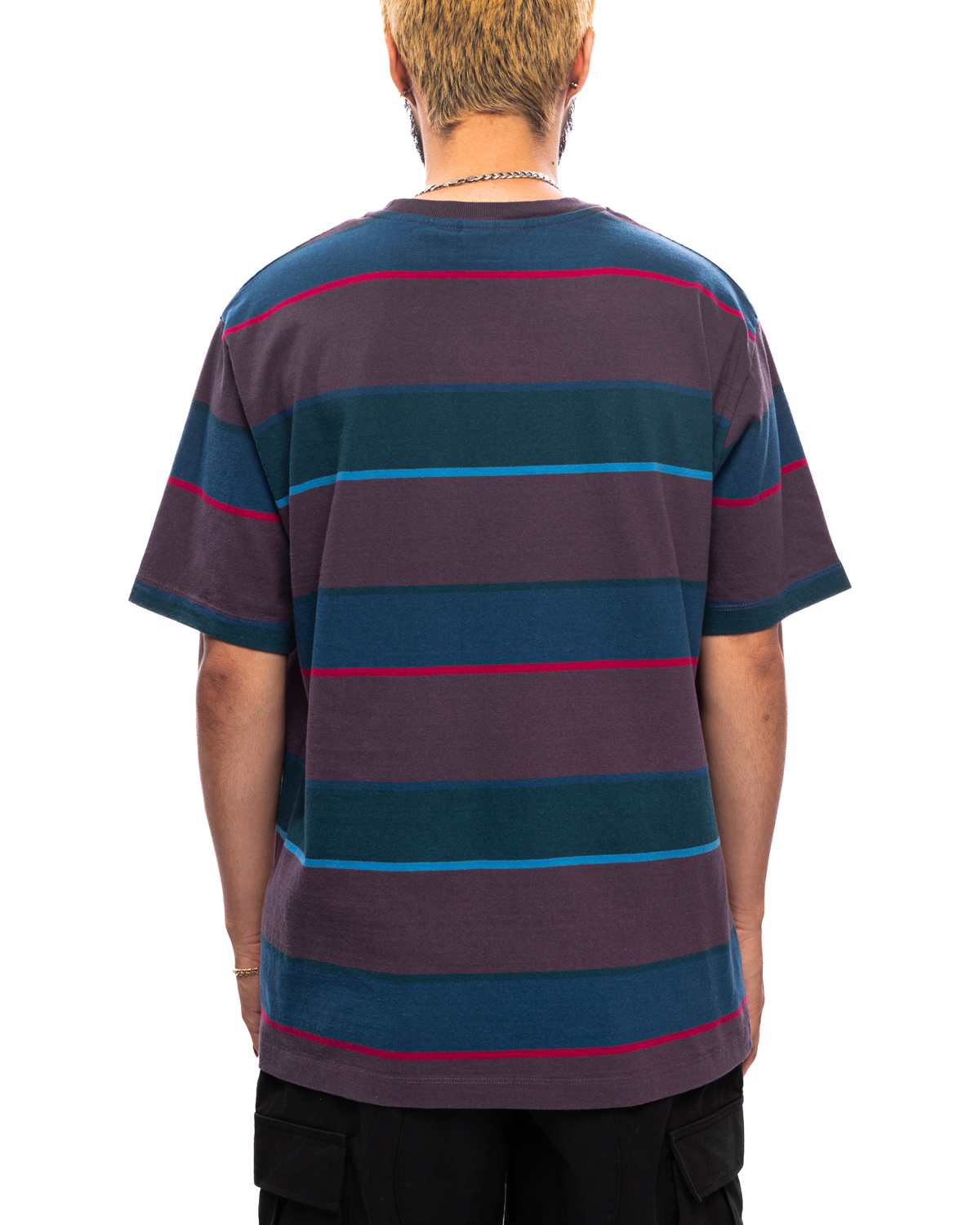 Fast Food Logo Striped T-Shirt Aubergine