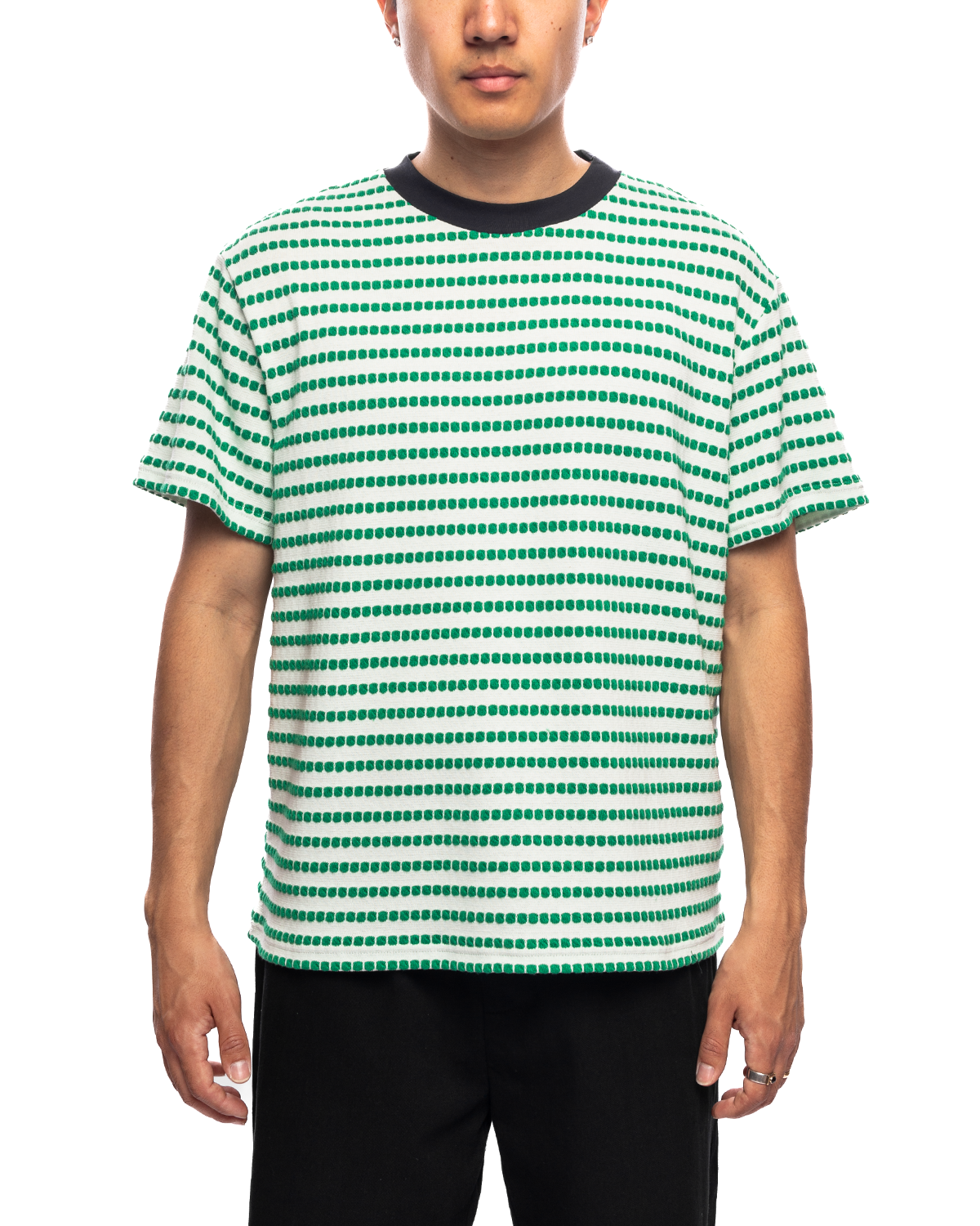 Raised Dot Striped T Shirt Seafoam