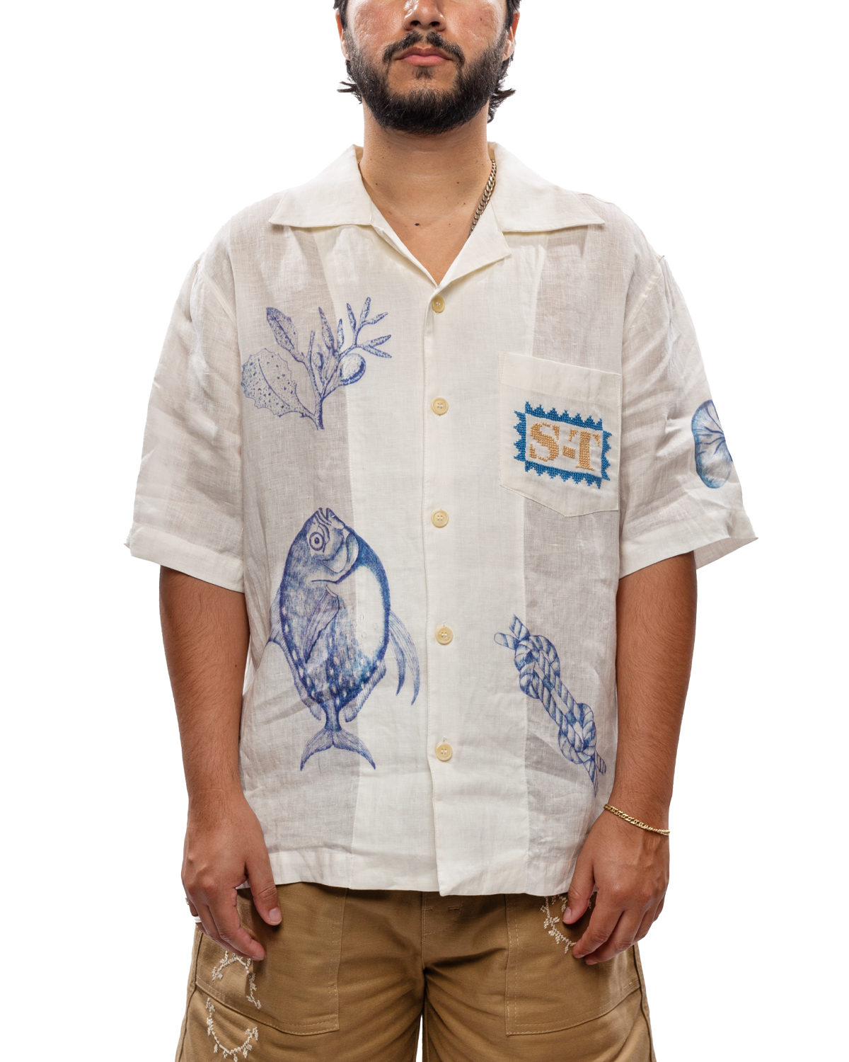 Adish by Small Talk Button-Down Short Sleeve Shirt White