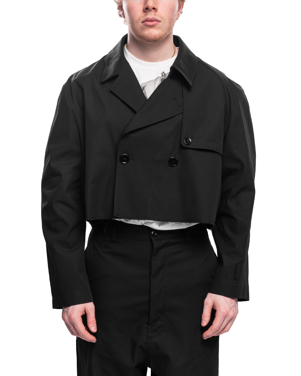 Cropped Trench Jacket Black