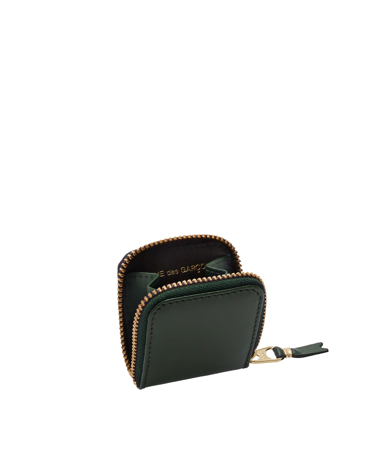 Classic Leather Zip Coin Pouch Bottle Green