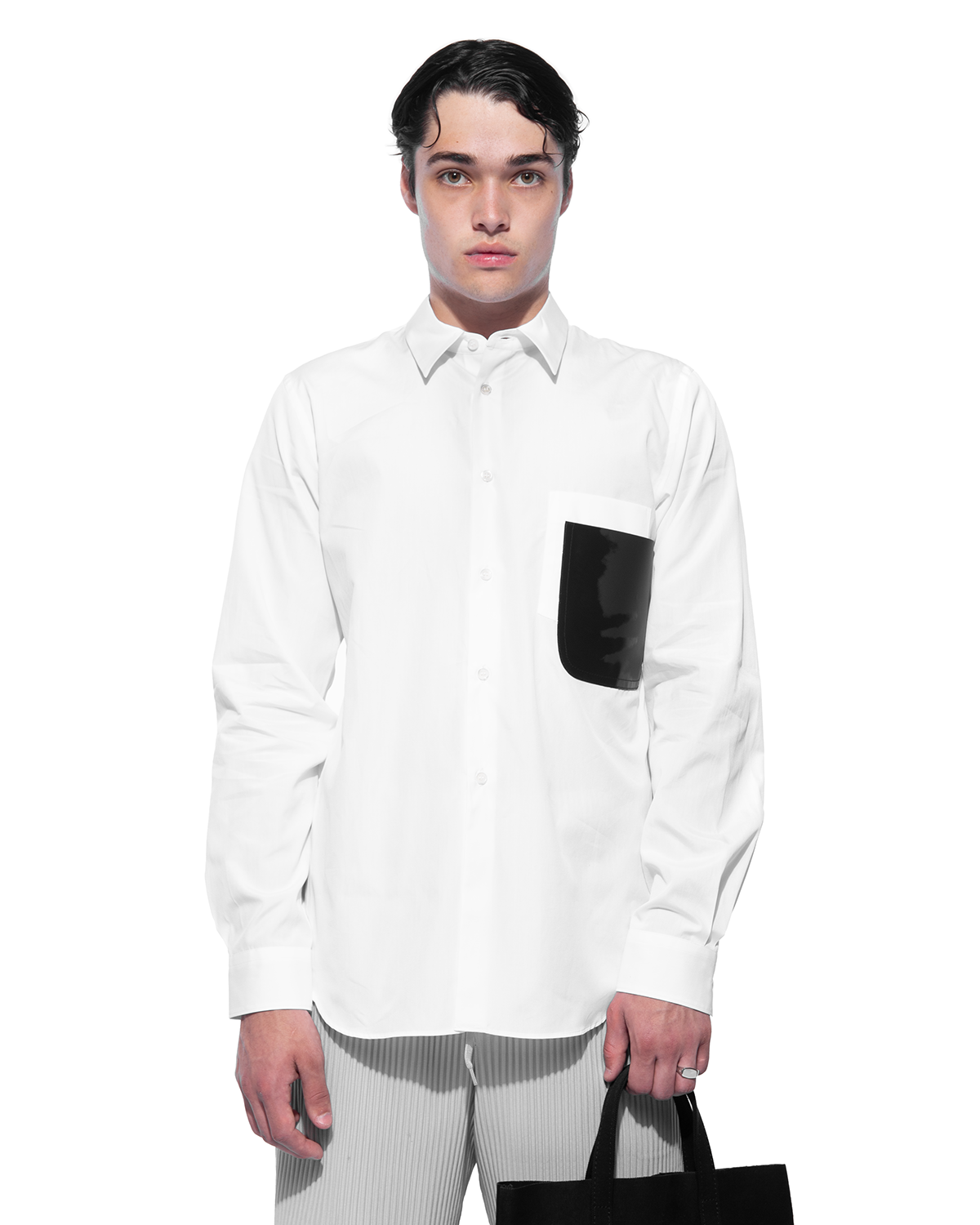 CDG Cotton Tarpaulin Patch Shirt White