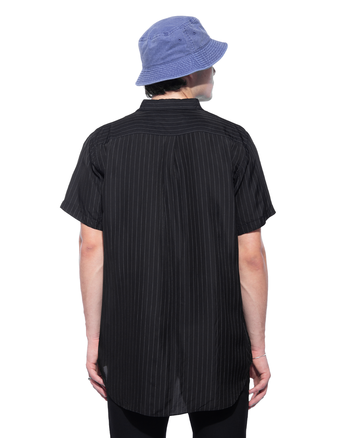CDG Striped Short Sleeve Cupro Shirt Black