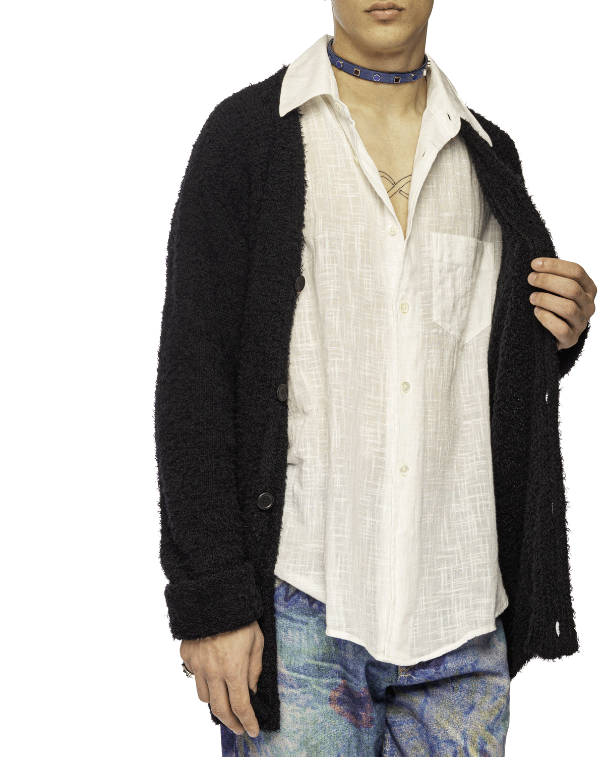 Knitted Cardigan Black Cloudy Cotton