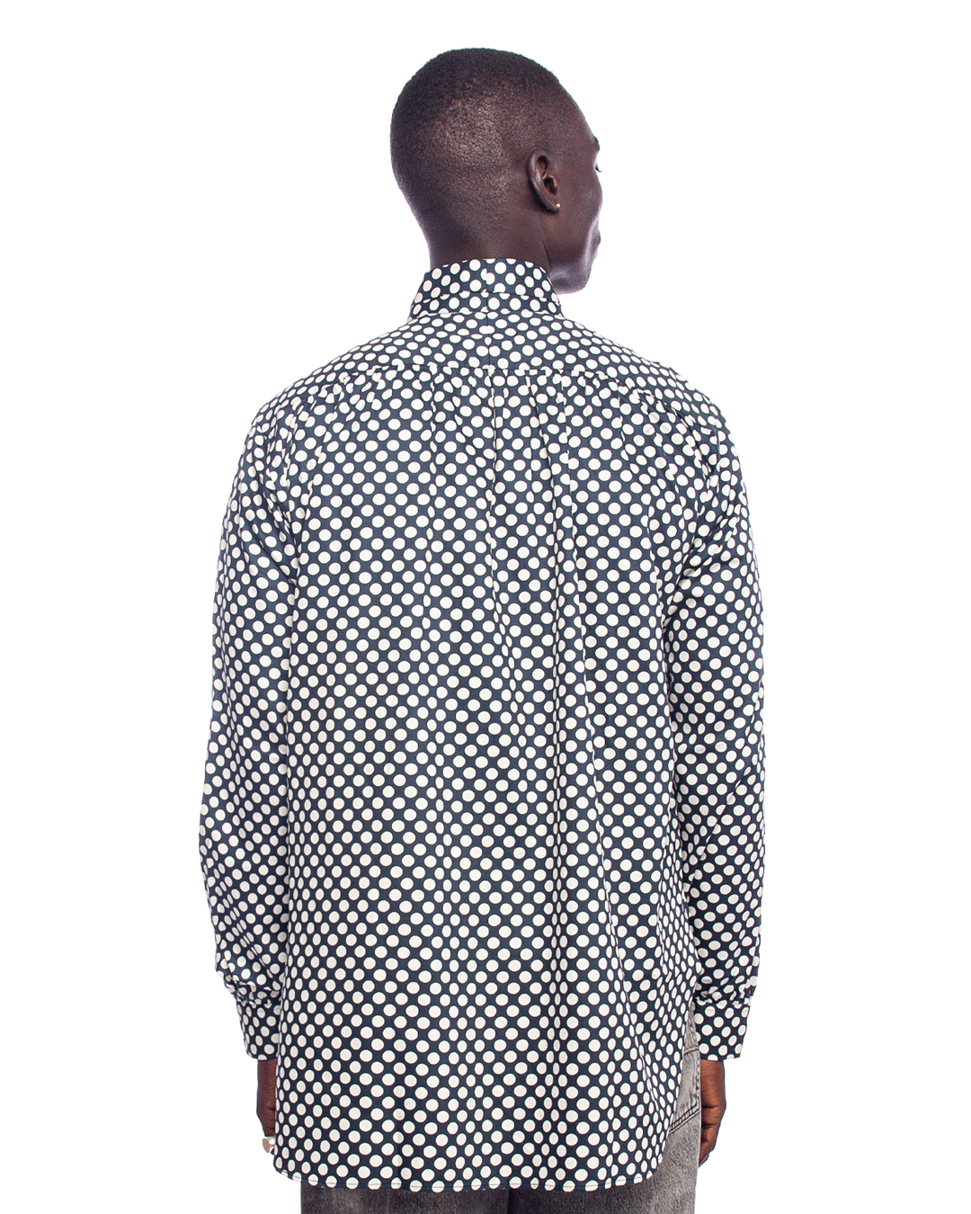 Ascot Collar Shirt - Cotton Sateen Polka Dot