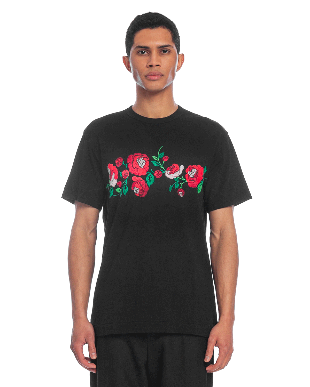 Roses Embroidery Tee Black