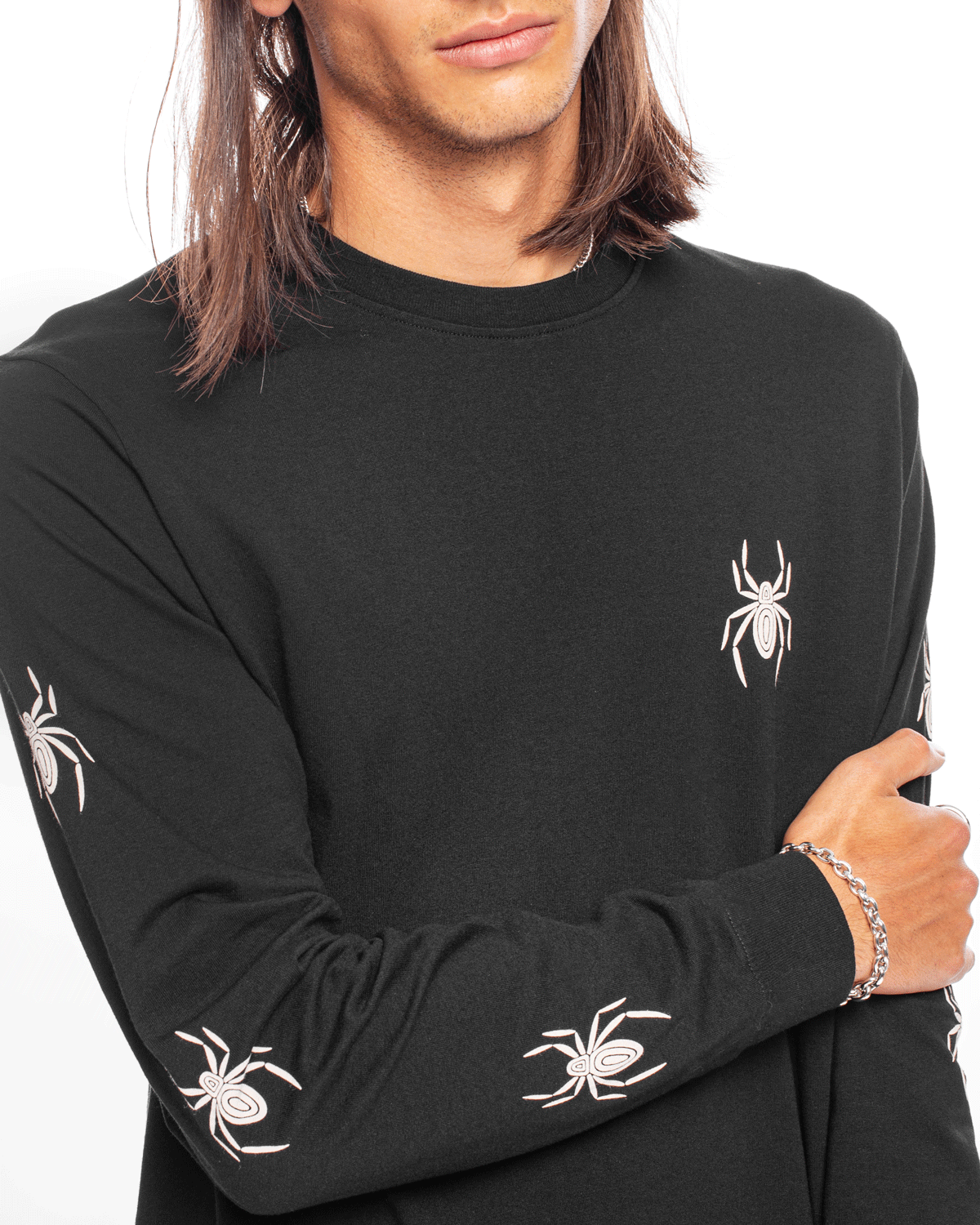 Spidered Long Sleeve T-Shirt Black