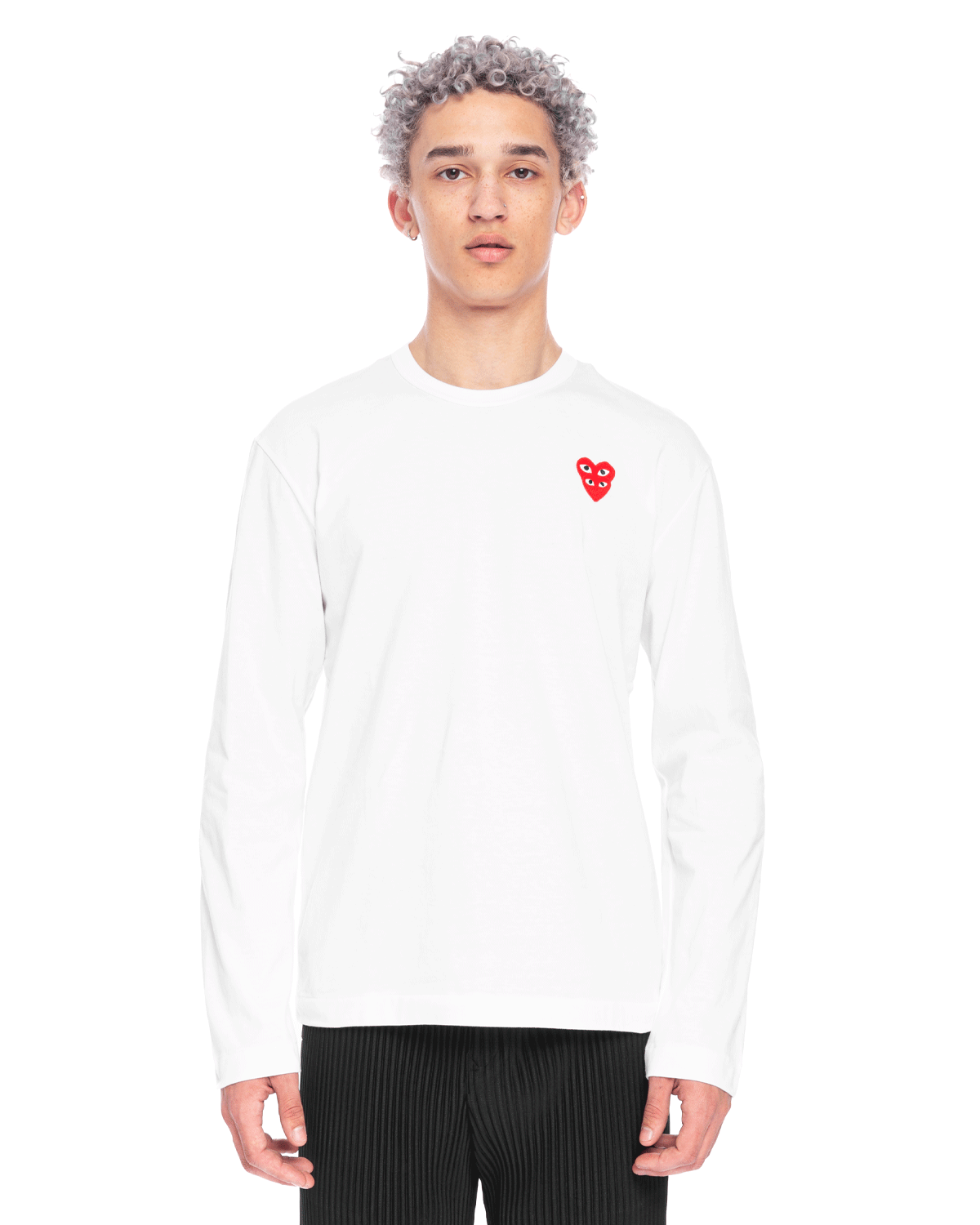 Stacked Heart Long Sleeve T-Shirt White