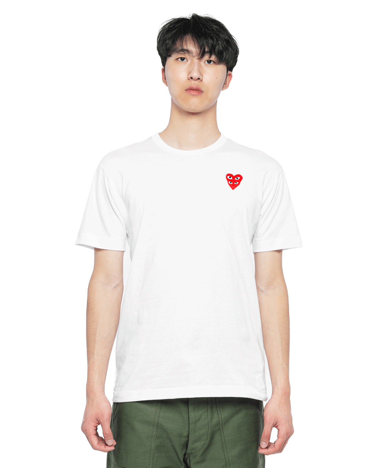 PLAY Stacked Red Heart T-Shirt White