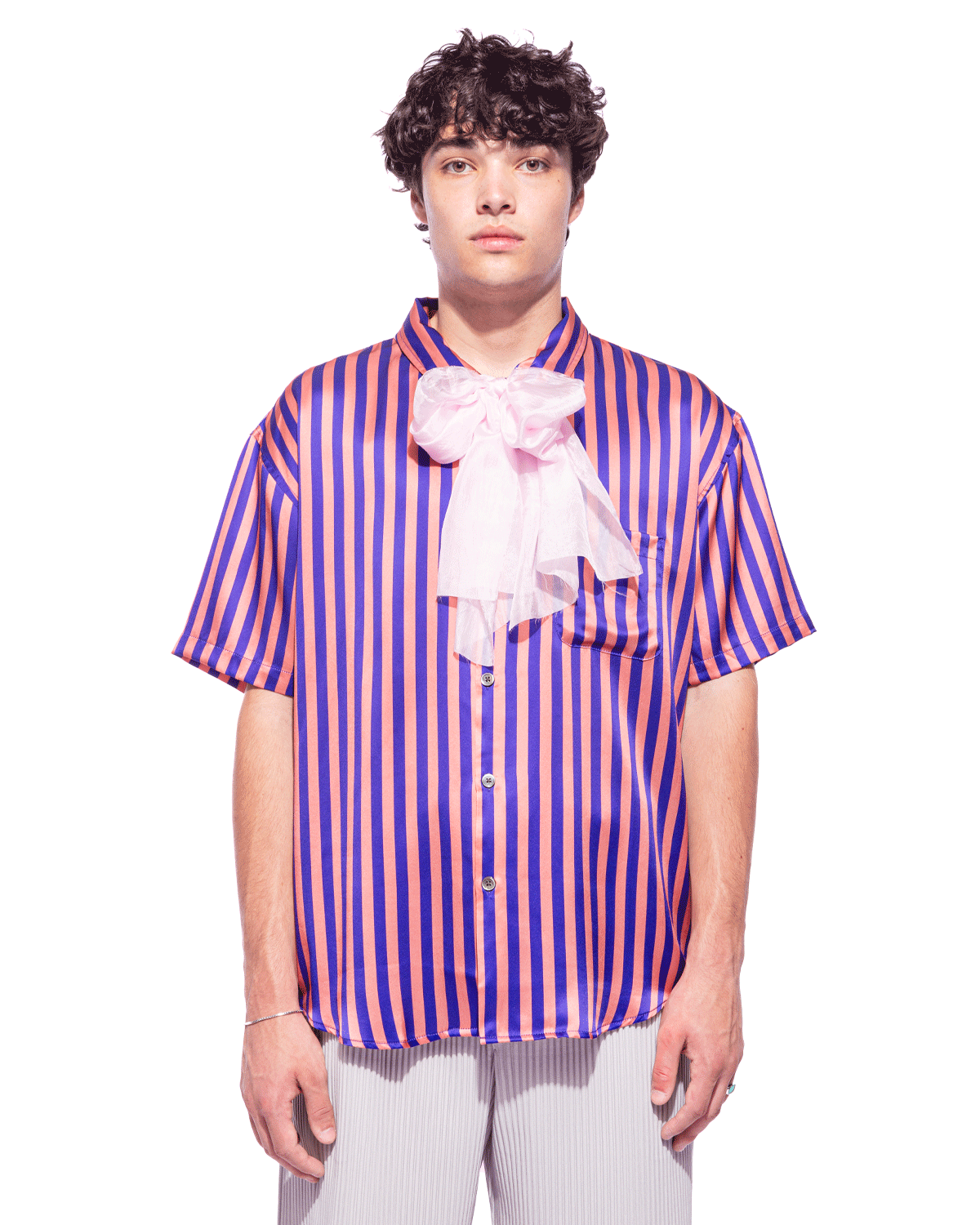 Striped Silk Shirt Blue/Pink