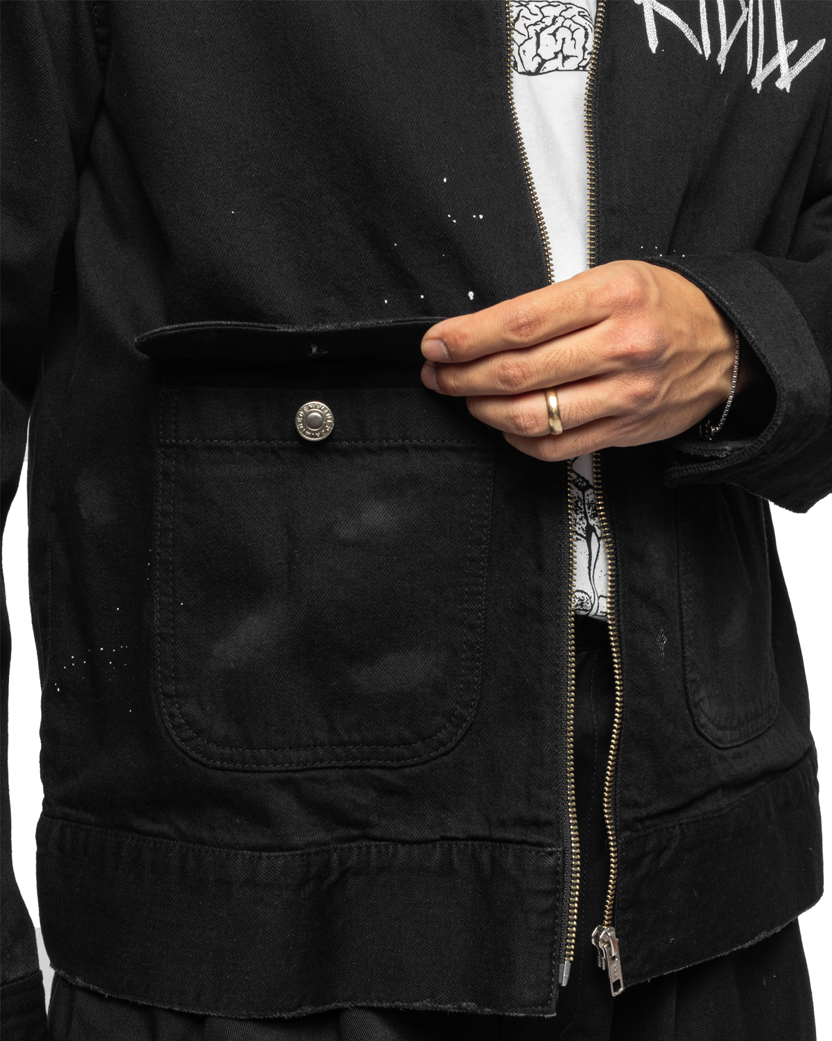 Vietnam Embroidered Jacket Distressed Black